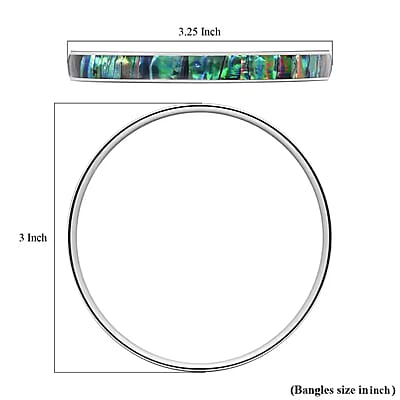 Abalone Shell Bangle Bracelet in Stainless Steel 8 Inches