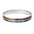 Acacia Wood and Abalone Shell Enameled Bangle Bracelet in Stainless Steel (8 in) image number 3