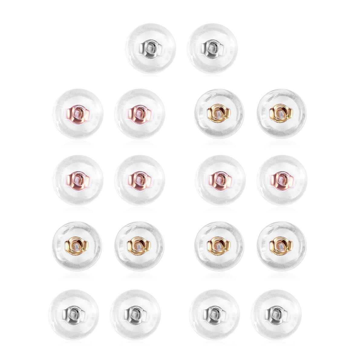 Set of 9 Silicone Round Ear Nut in 14K Yellow Gold and Rose Gold Over & Sterling Silver image number 0