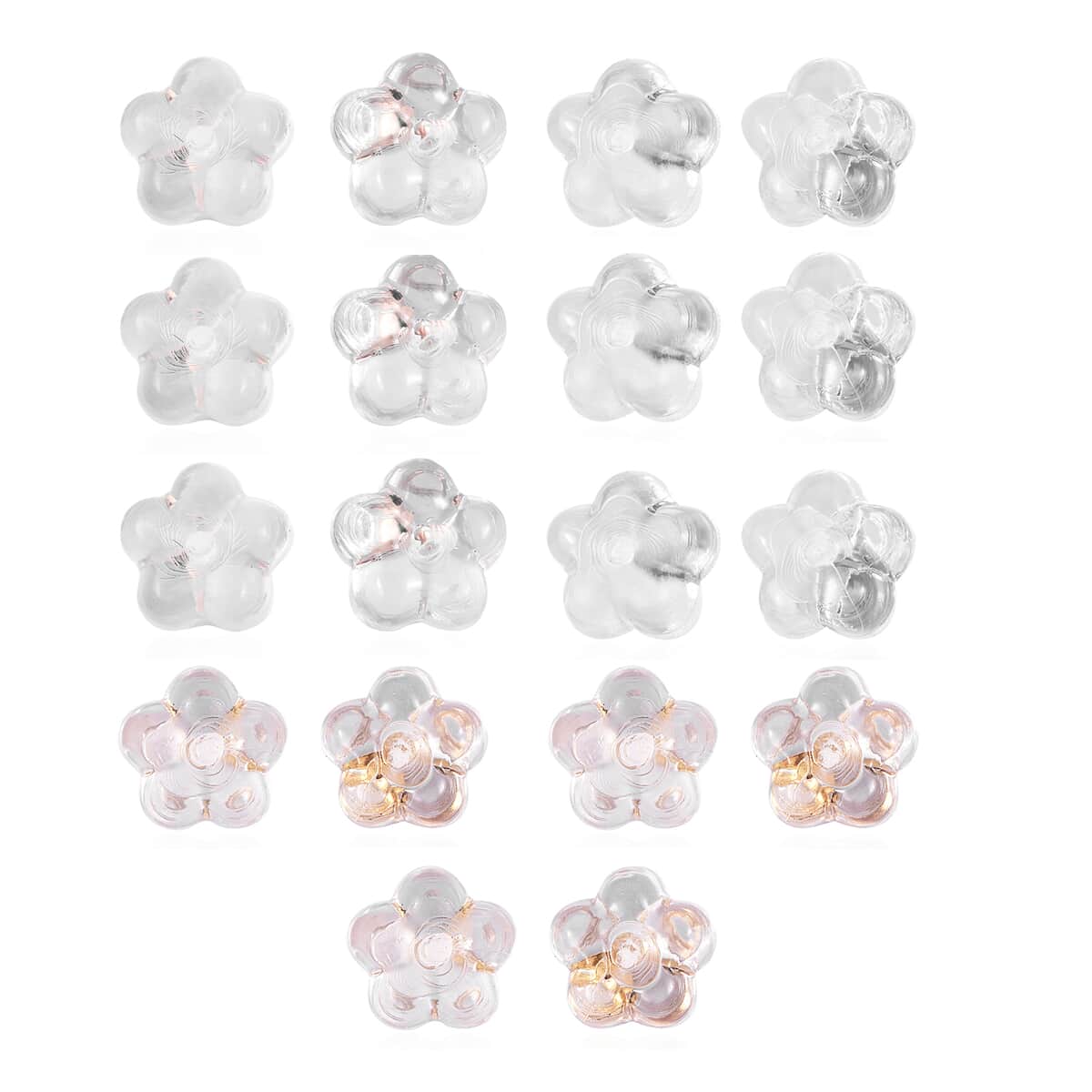 Set of 9 Silicone Flower Ear Nut in 14K Yellow Rose Gold Over Sterling Silver image number 0