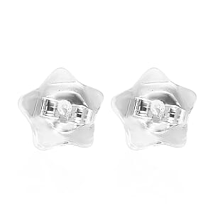 Set of 9 Silicone Star Ear Nut in 14K Yellow Rose Gold Over Sterling Silver