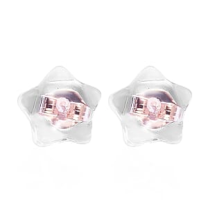 Set of 9 Silicone Star Ear Nut in 14K Yellow Rose Gold Over Sterling Silver