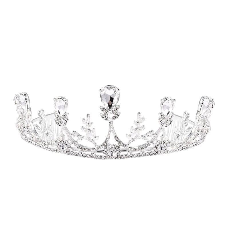 Austrian Crystal Leaf Inspired Tiara in Silvertone