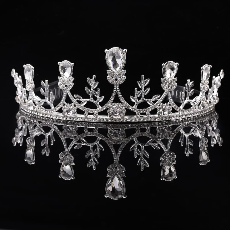 Austrian Crystal Leaf Inspired Tiara in Silvertone