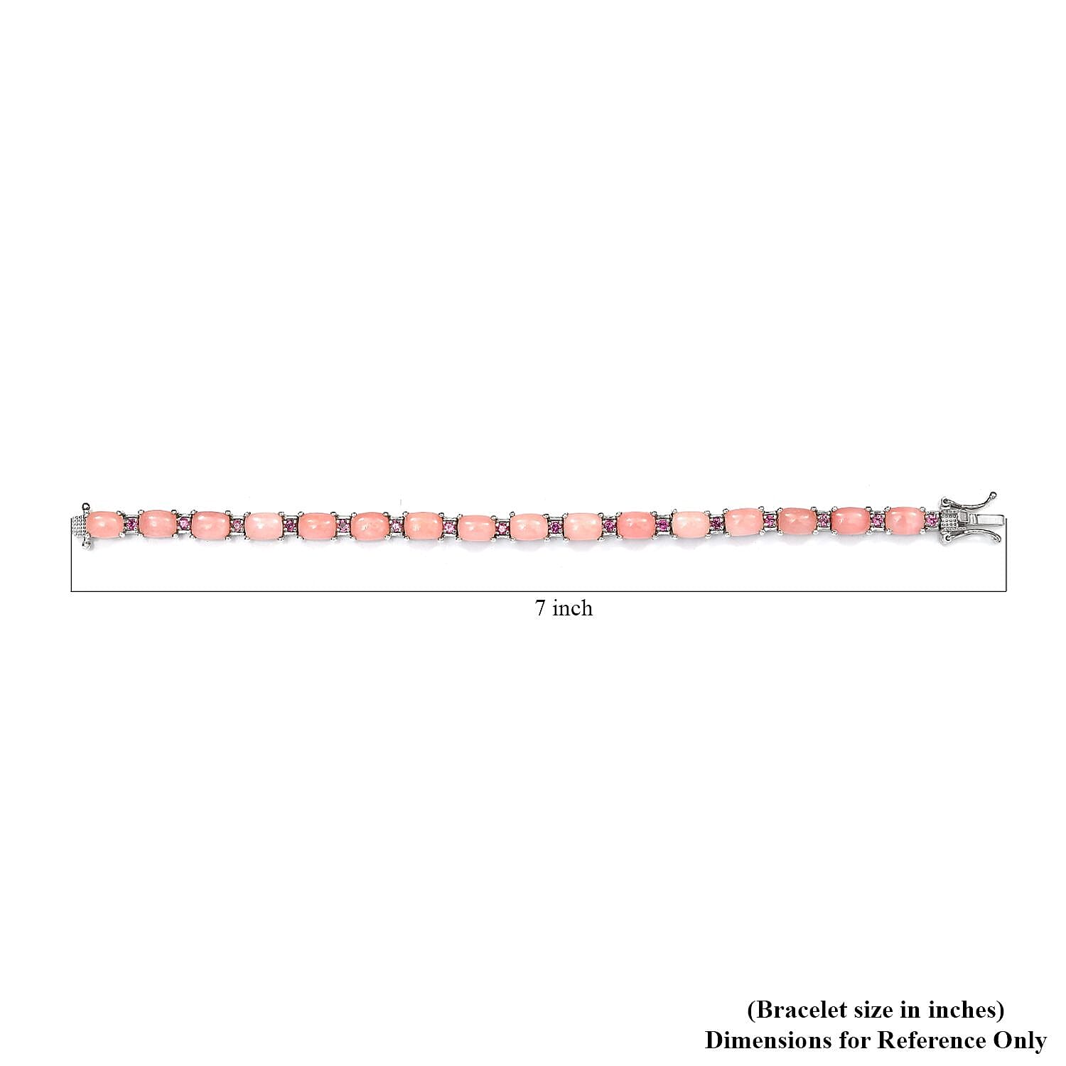 Peruvian Pink Opal and Orissa Rhodolite Garnet Bracelet in Platinum Over Sterling Silver (6.50 In) 11.25 Grams 12.75 ctw