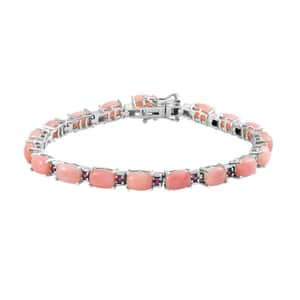 Peruvian Pink Opal and Orissa Rhodolite Garnet Bracelet in Platinum Over Sterling Silver (7.25 In) 14.50 ctw