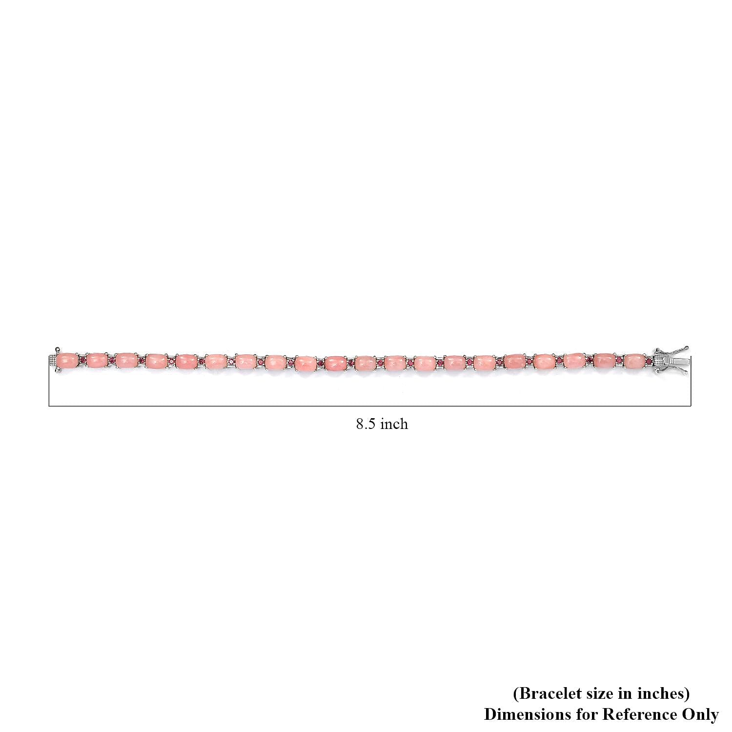 Peruvian Pink Opal and Orissa Rhodolite Garnet Bracelet in Platinum Over Sterling Silver (8.00 In) 15.70 ctw