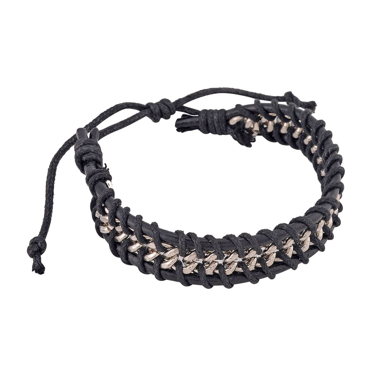 Set of 5 White Howlite, Wooden Beaded Faux Leather Men's Bracelets (Adjustable, Stretch) 126.50 ctw