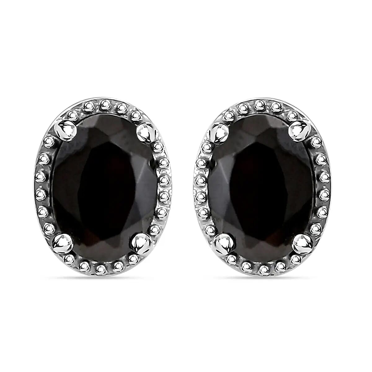 Elite Shungite Earrings Bracelet in Platinum Over Sterling Silver, Adjustable Bolo Bracelet, Shungite Studs, Silver Jewelry Set 4.50 ctw