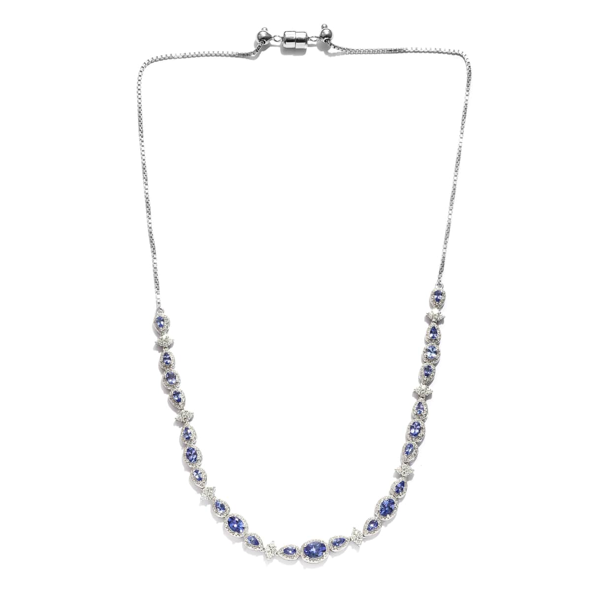 Tanzanite and Zircon 10.10 ctw Necklace in Platinum Over Sterling Silver 22 Inches image number 0