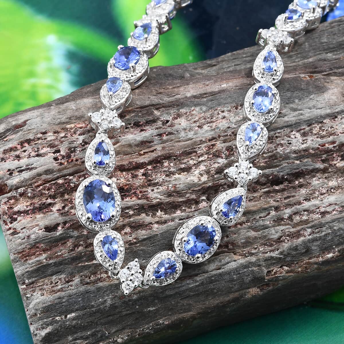 Tanzanite and Zircon 10.10 ctw Necklace in Platinum Over Sterling Silver 22 Inches image number 1