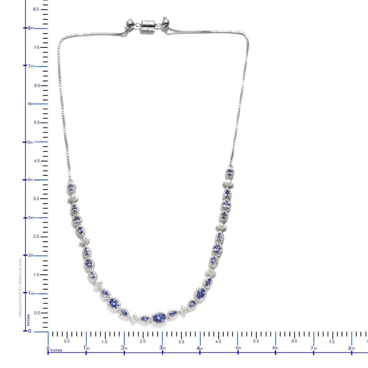 Tanzanite and Zircon 10.10 ctw Necklace in Platinum Over Sterling Silver 22 Inches image number 4