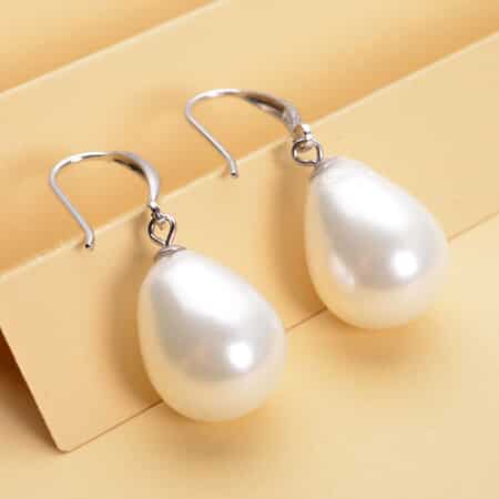 White Shell Pearl Drop Earrings in Sterling Silver image number 1