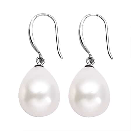 White Shell Pearl Drop Earrings in Sterling Silver image number 3