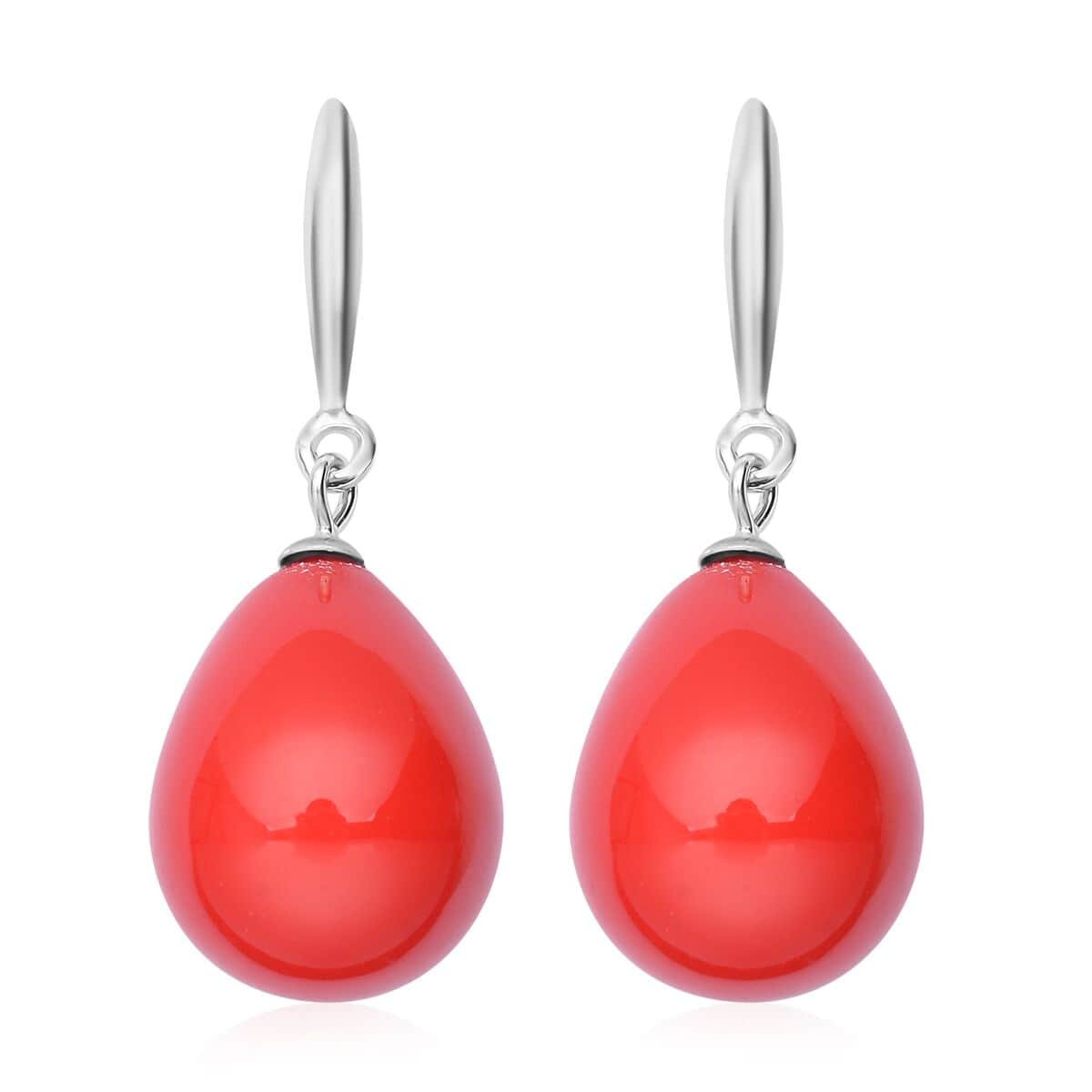 Red Shell Pearl Drop Earrings in Sterling Silver image number 0