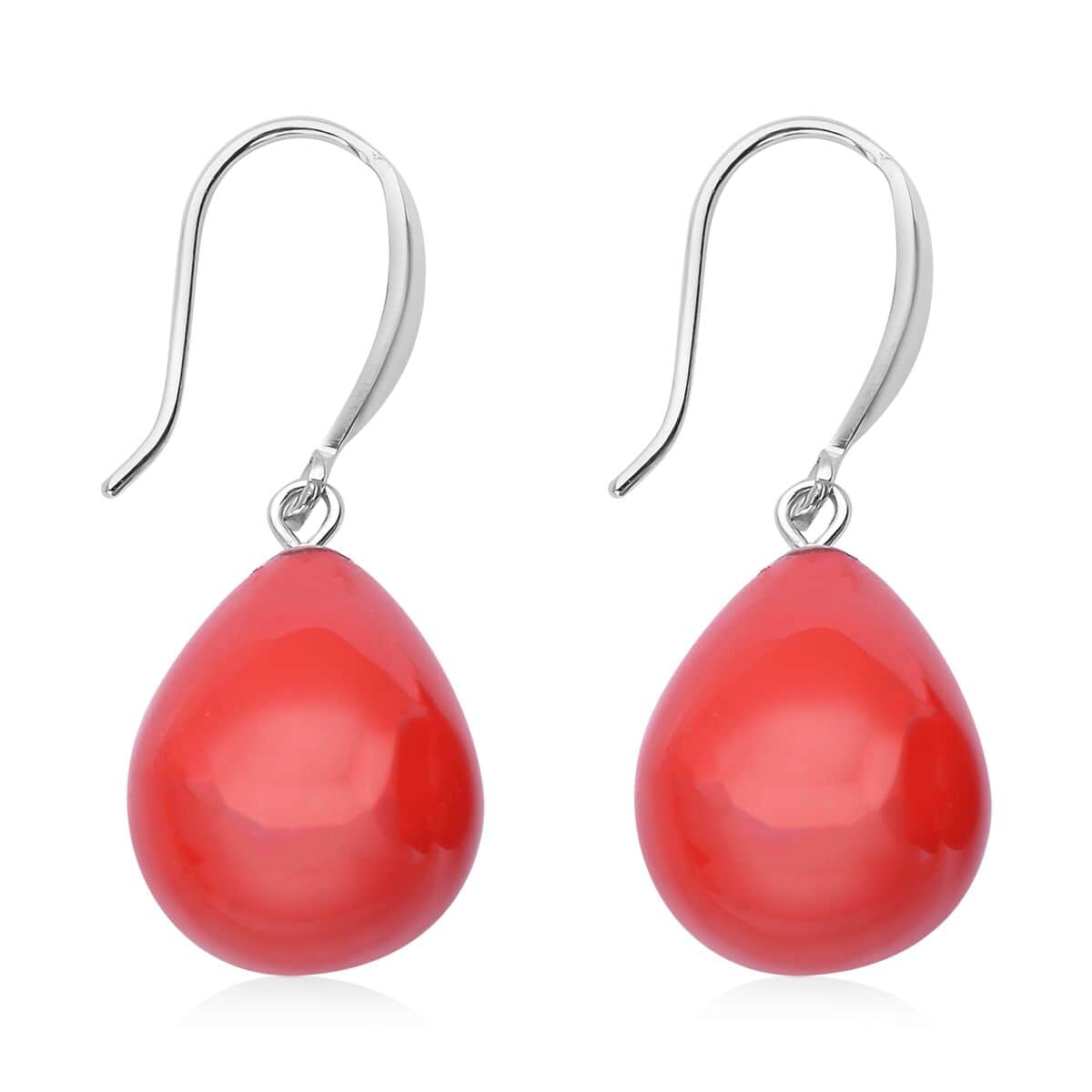 Red Shell Pearl Drop Earrings in Sterling Silver image number 3