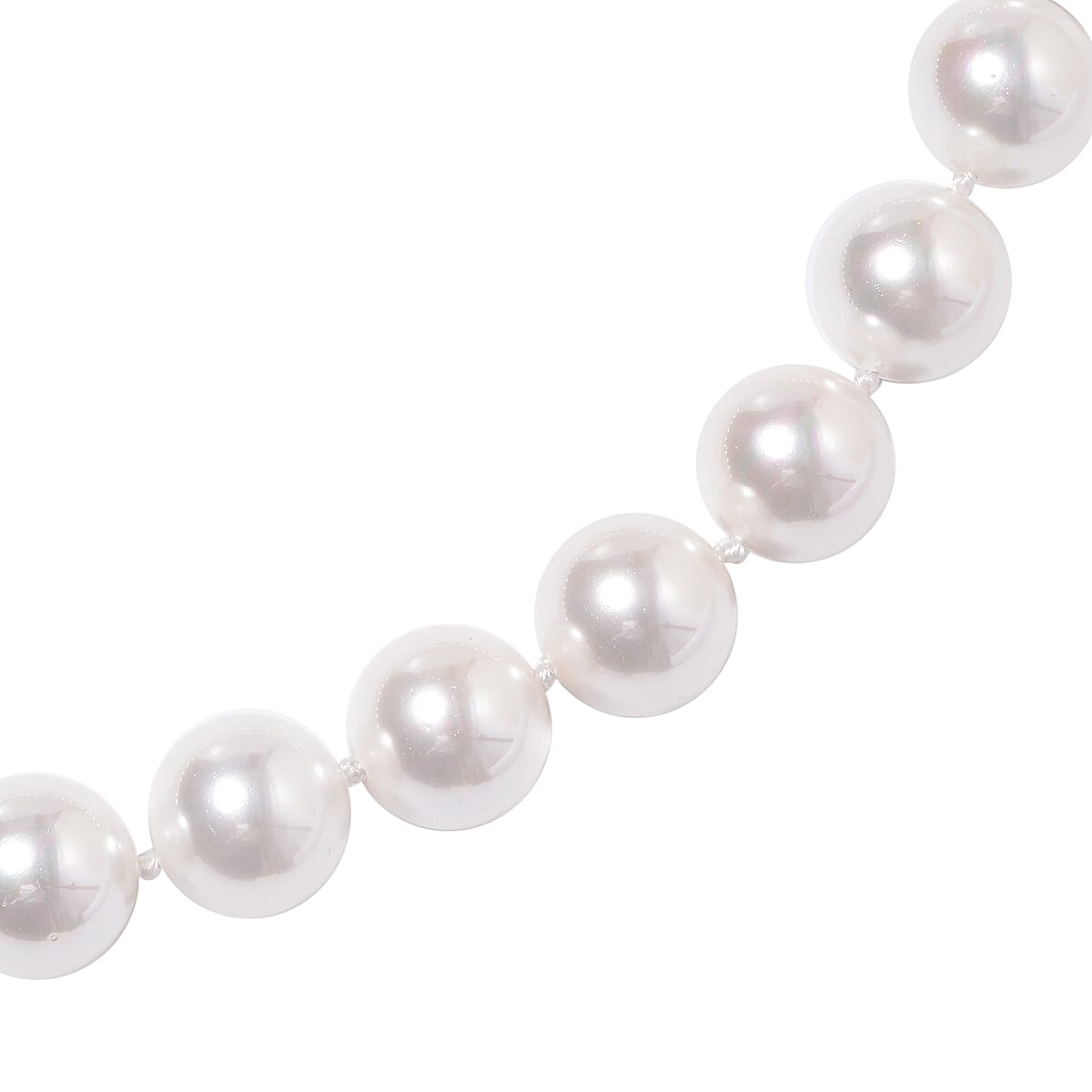 Lustrous White Color Shell Pearl Bead Necklace in Silvertone|Beaded Necklace With Magnetic Clasp| Jewelry Gifts For Women  (20 Inches) image number 2