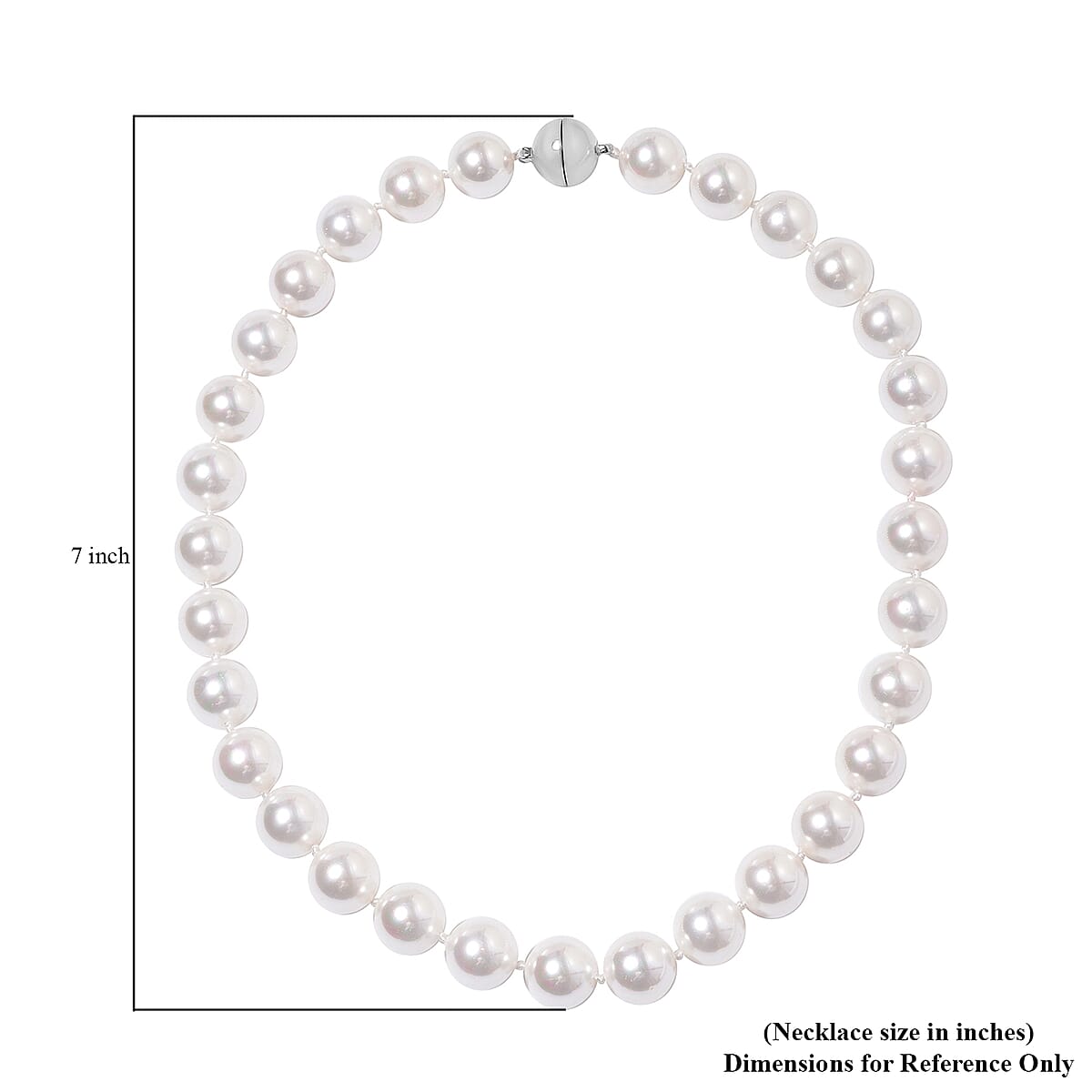Lustrous White Color Shell Pearl Bead Necklace in Silvertone|Beaded Necklace With Magnetic Clasp| Jewelry Gifts For Women  (20 Inches) image number 4