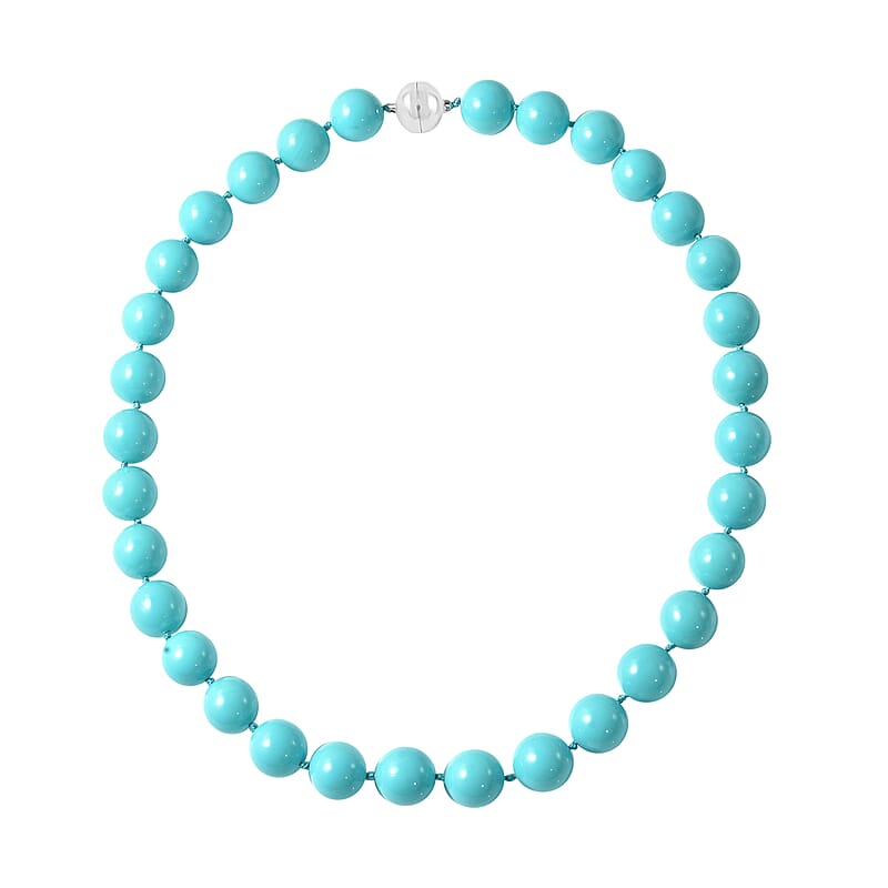 Blue Color Shell Pearl Necklace in Silvertone|Beaded Necklace With Magnetic Clasp| Jewelry Gifts For Women  (20 Inches) 330.00 ctw