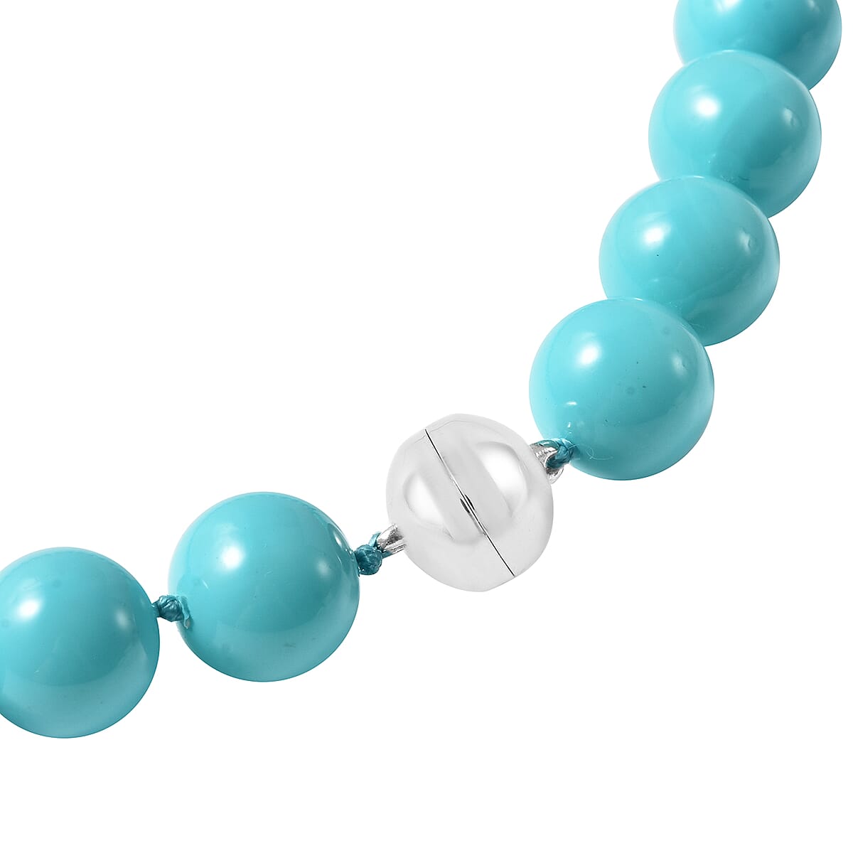 Blue Color Shell Pearl Necklace in Silvertone|Beaded Necklace With Magnetic Clasp| Jewelry Gifts For Women  (20 Inches) 330.00 ctw image number 3