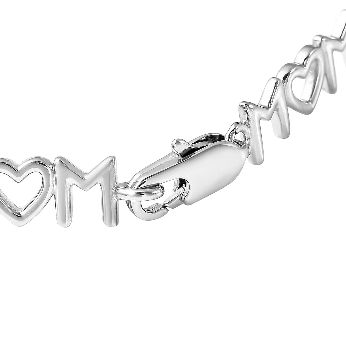 Simulated Diamond MOM &amp; Infinity Link Bracelet in Silvertone (6.50 In) 0.30 ctw image number 4