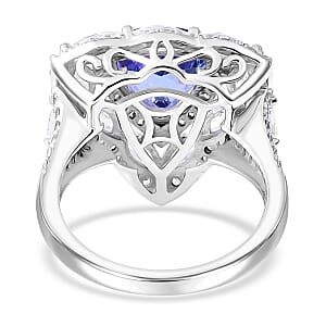 14K White Gold AAA Tanzanite and White Zircon Ring (Size 6.0) 5.50 Grams 6.75 ctw