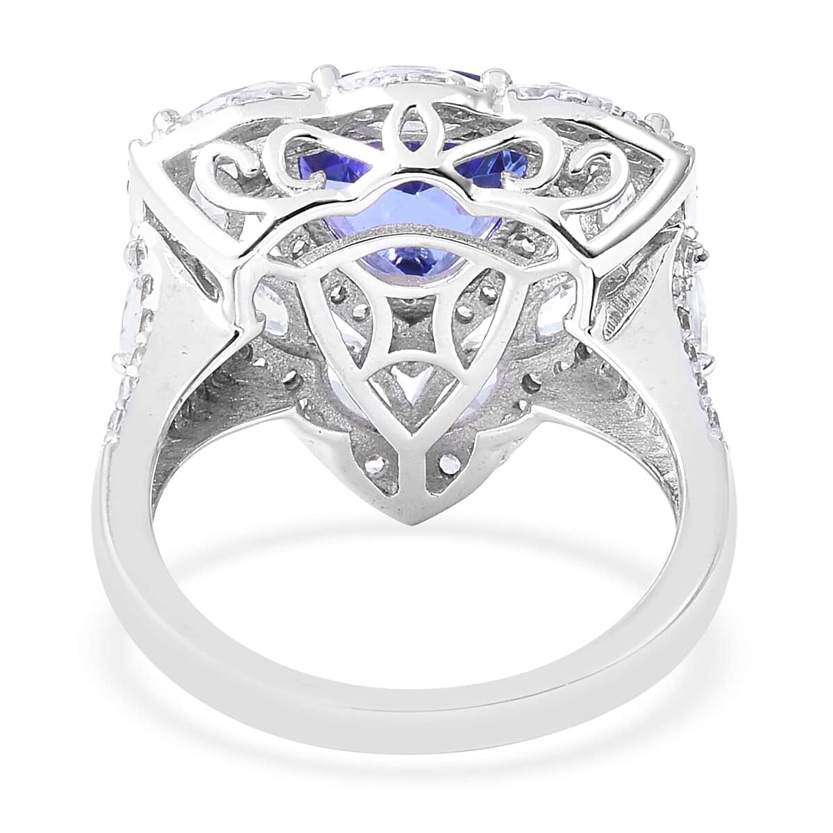 14K White Gold AAA Tanzanite and White Zircon Ring (Size 6.0) 5.50 Grams 6.75 ctw image number 3