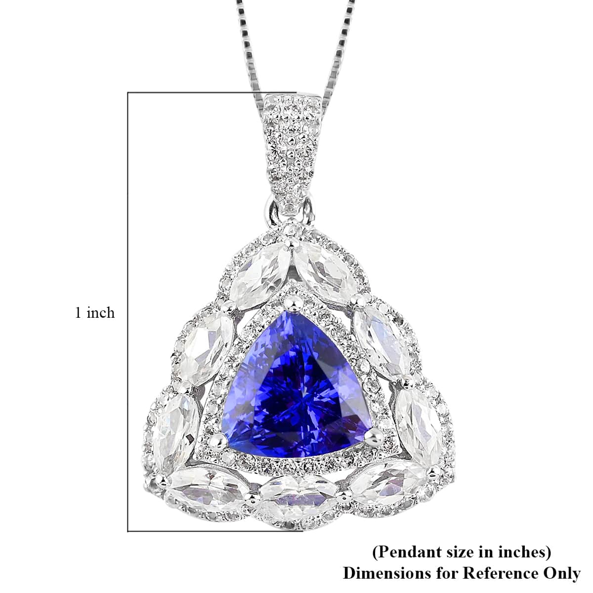 14K White Gold AAA Tanzanite and White Zircon Pendant Necklace (18 Inches) 5.15 Grams 5.25 ctw image number 5