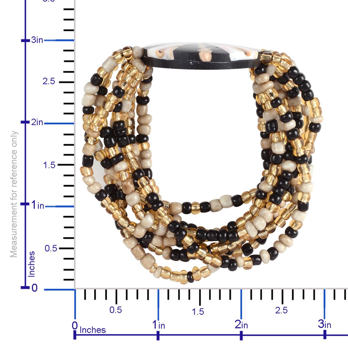 Set of 2 Multi Shell, Beige and Bronze Seed Bead Multi-Row Stretch Bracelet image number 5