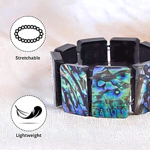 Abalone Shell Inlay Resin Block Stretch Bracelet, Beach Fashion Jewelry