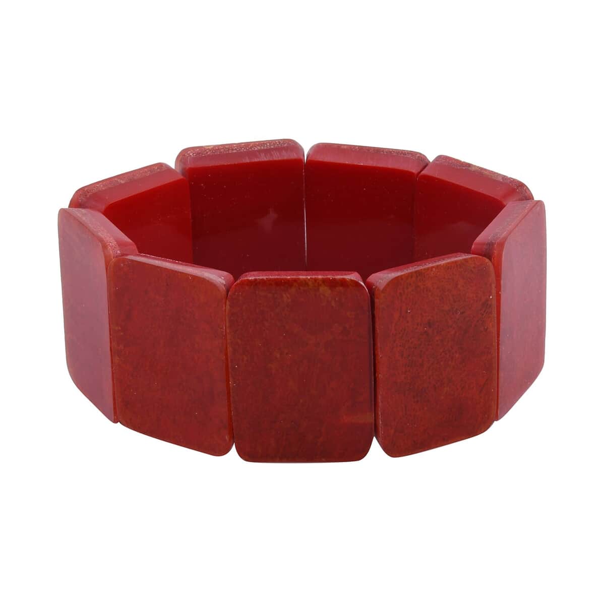 Ankur Treasure Chest Red Coral Inlay Resin Block Stretch Bracelet, Beach Fashion Jewelry image number 0