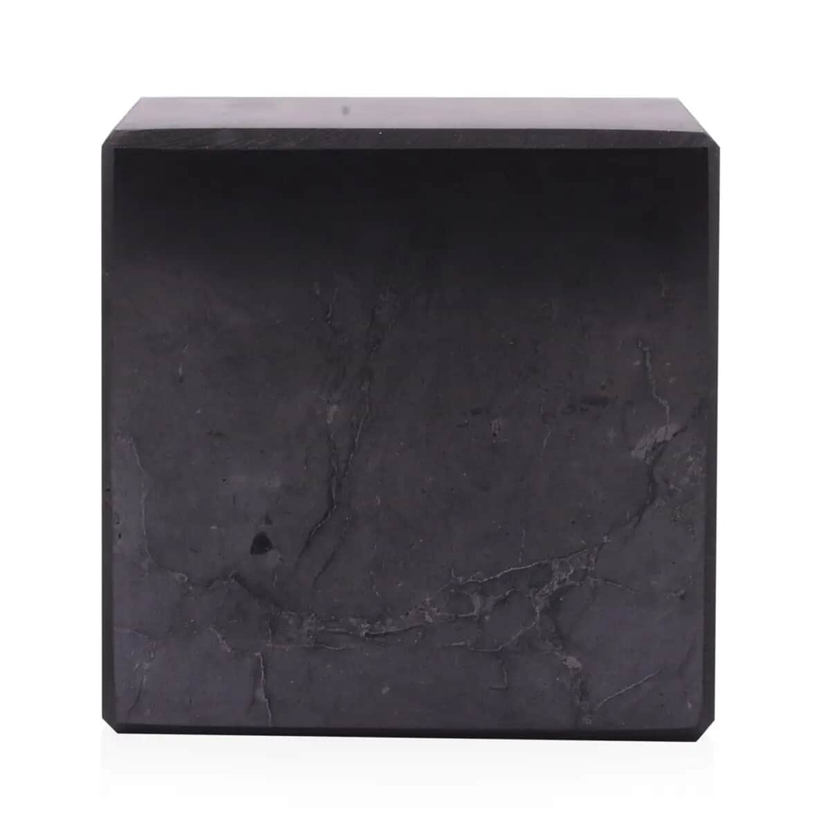 Authentic Polished Smooth Edge Shungite Cube 5cm Approx. 1870.00 ctw, Black Stone Small Decor For Home Office Kitchen Tabletop Desks image number 0
