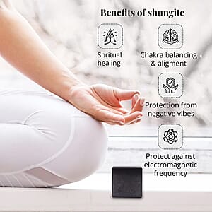 Authentic Polished Smooth Edge Shungite Cube 5cm Approx. 1870.00 ctw, Black Stone Small Decor For Home Office Kitchen Tabletop Desks