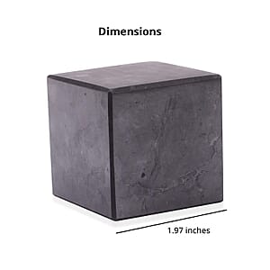 Authentic Polished Smooth Edge Shungite Cube 5cm Approx. 1870.00 ctw, Black Stone Small Decor For Home Office Kitchen Tabletop Desks
