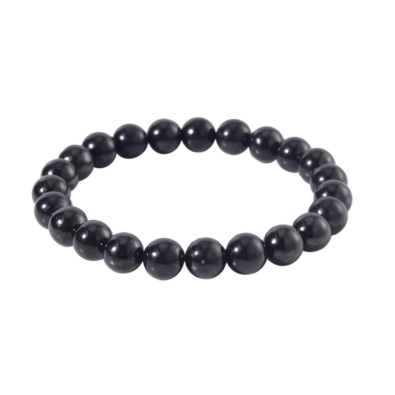 Shungite 113.00 ctw Round Beaded Stretch Bracelet (6.5-7In)