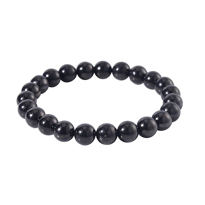 Shungite 113.00 ctw Round Beaded Stretch Bracelet (6.5-7In)