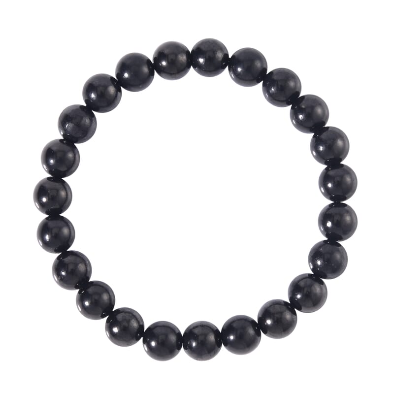 Shungite 113.00 ctw Round Beaded Stretch Bracelet (6.5-7In)