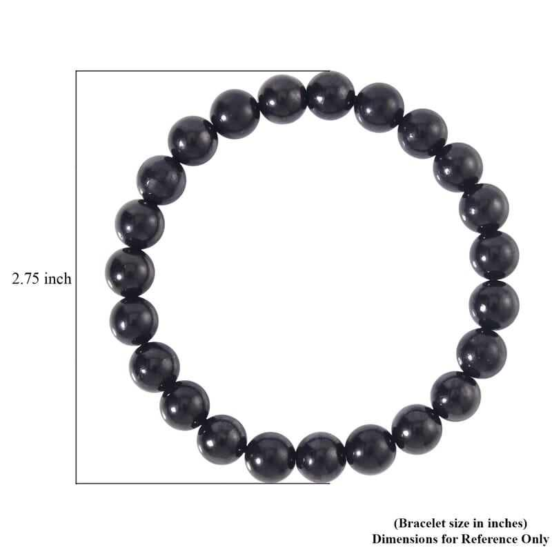 Shungite 113.00 ctw Round Beaded Stretch Bracelet (6.5-7In)