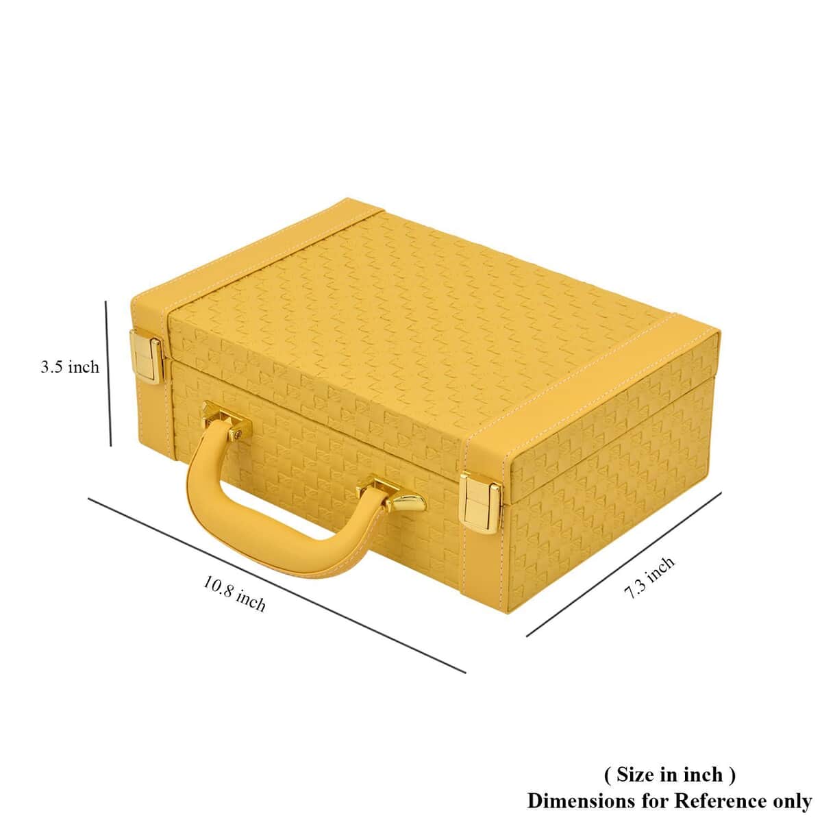 Yellow Faux Leather Woven Briefcase Jewelry Box image number 7