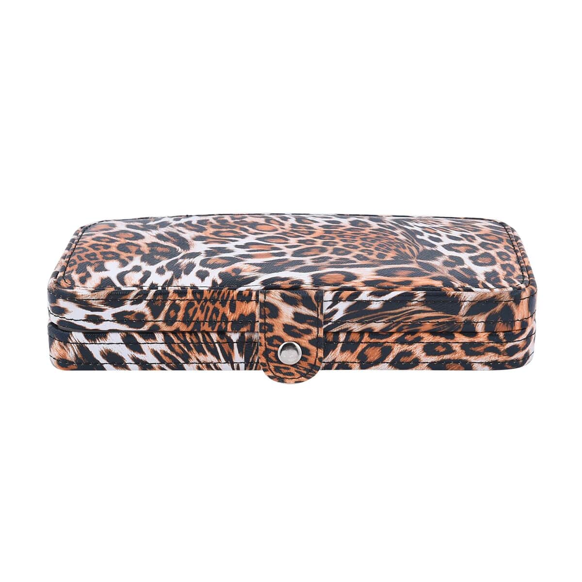 18 Pc Grooming and Cosmetic Manicure Kit in Leopard Pattern Faux Leather Snap Case image number 1