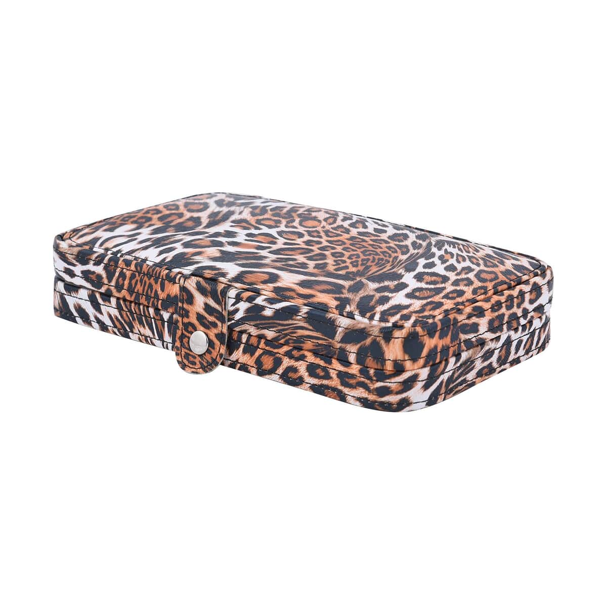 18 Pc Grooming and Cosmetic Manicure Kit in Leopard Pattern Faux Leather Snap Case image number 2