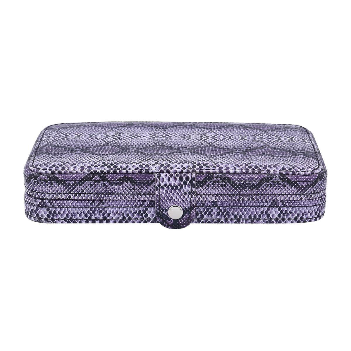 18 Pc Grooming and Cosmetic Makeup Kit in Snake Pattern Faux Leather Snap Case image number 1