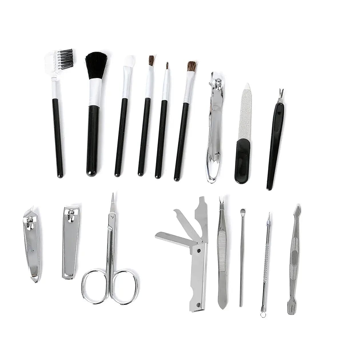 18 Pc Grooming and Cosmetic Makeup Kit in Snake Pattern Faux Leather Snap Case image number 6