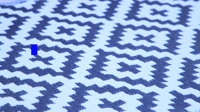 Navy, White Polypropylene Lattice Pattern Straw Mat