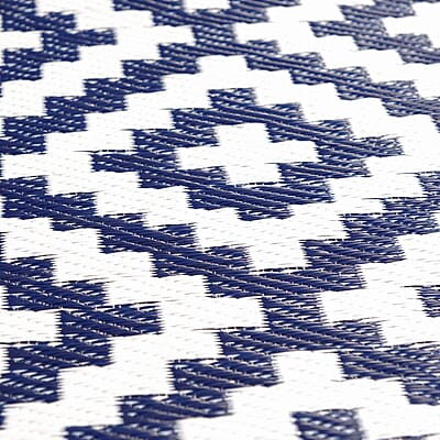 Navy, White Polypropylene Lattice Pattern Straw Mat, Plastic Straw Outdoor Rugs, Waterproof Portable Mat, Floor Mat
