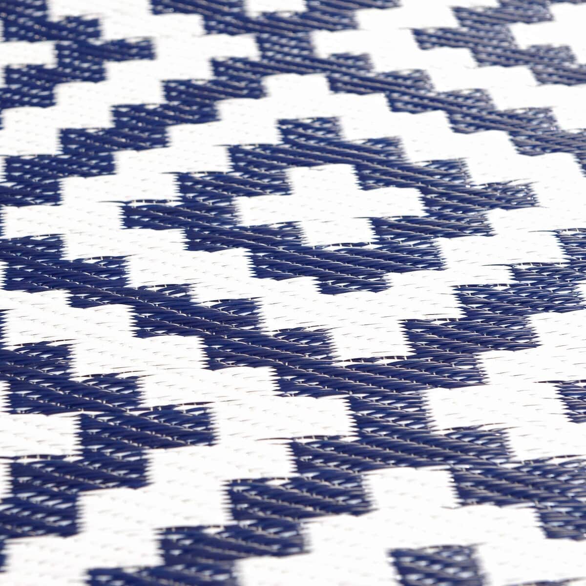 Navy, White Polypropylene Lattice Pattern Straw Mat, Plastic Straw Outdoor Rugs, Waterproof Portable Mat, Floor Mat image number 5