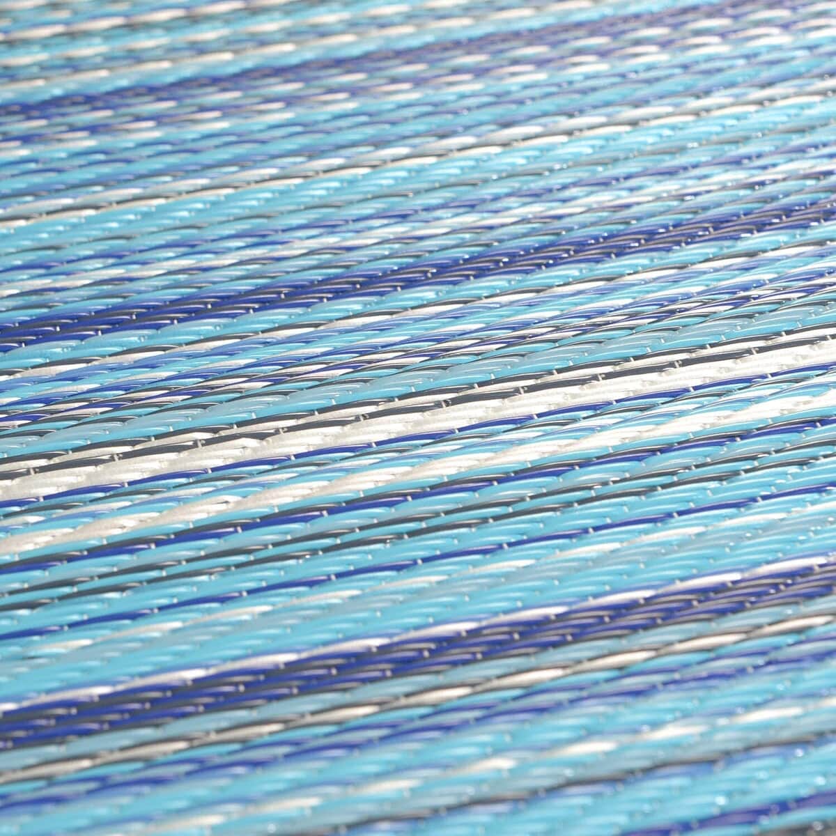 Aqua Polypropylene Striped Straw Mat, Plastic Straw Outdoor Rugs, Waterproof Portable Mat, Floor Mat image number 5