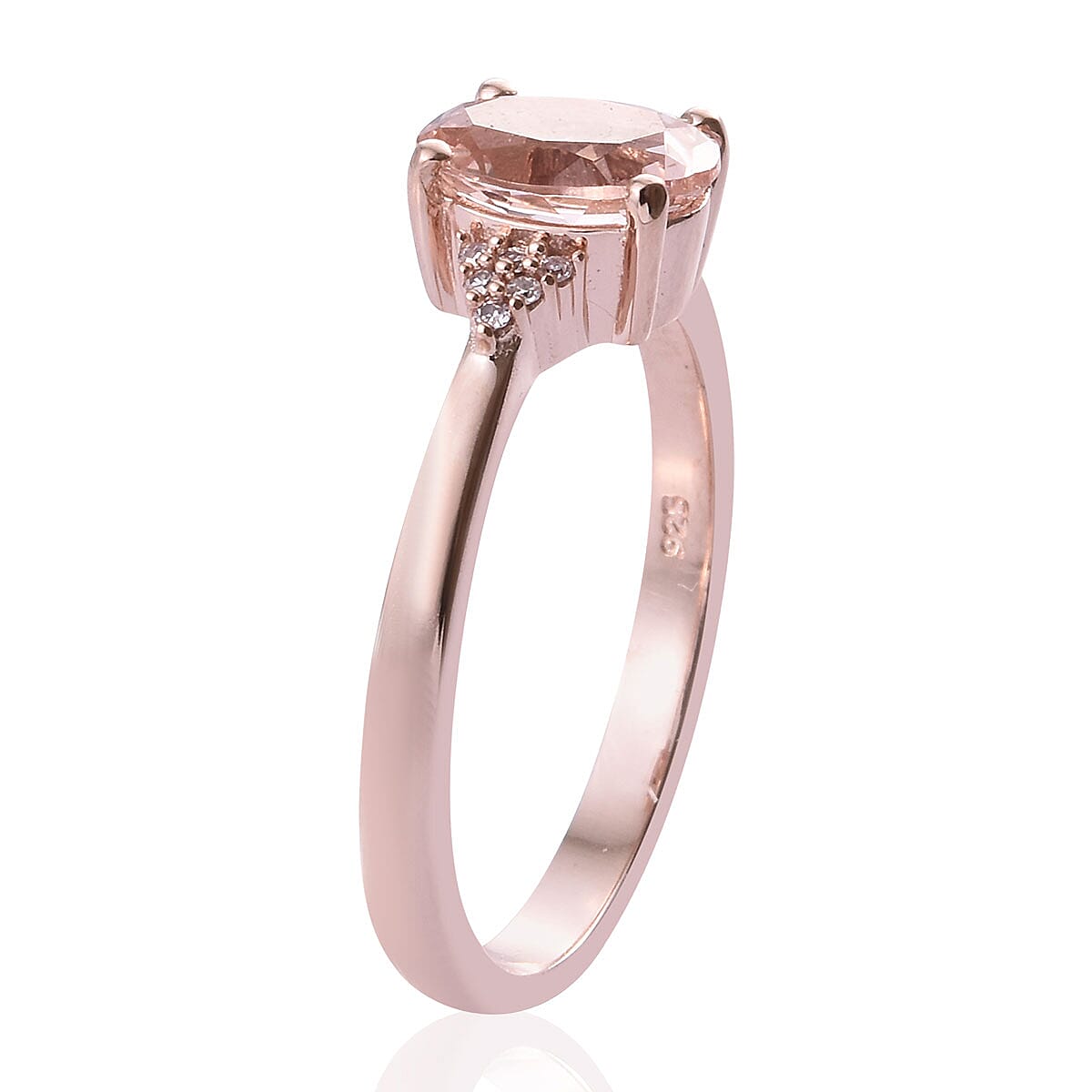 Marropino Morganite, Natural Pink Diamond (0.10 ct) Ring in Vermeil RG Over Sterling Silver (Size 5.0) 1.65 ctw image number 3