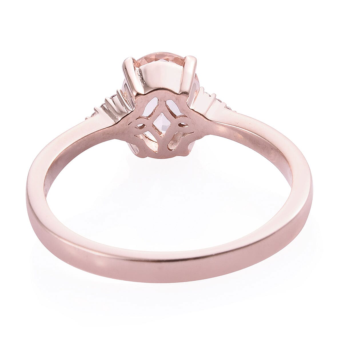 Marropino Morganite, Natural Pink Diamond (0.10 ct) Ring in Vermeil RG Over Sterling Silver (Size 5.0) 1.65 ctw image number 4