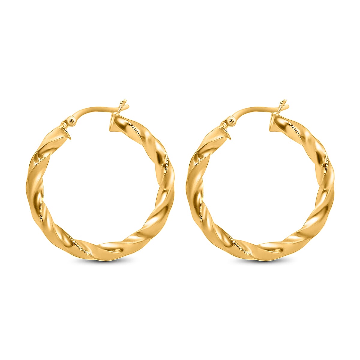 Twisted Hoop Earrings in 14K Yellow Gold Over Sterling Silver 3.80 Grams